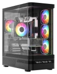 Modecom Volcano AQ200 ARGB čierna / Skriňa / ATX / 1x USB-C 3.2 / LED displej / tvrdené sklo / bez zdroja (MC-A-AQ200-4FA-B)