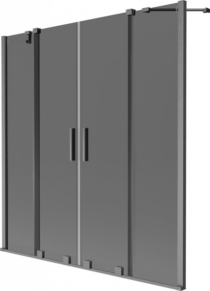 MEXEN/S - Velar Duo dvojkrídlová posuvná vaňová zástena 140 x 150, grafit, grafit kartáčovaná 896-140-000-42-66