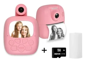 HELMER TP02 ružová / Mini termotlačiareň s fotoaparátom / 2,0" IPS displej / 1200mAh / USB-C / Android / iOS (hlmtp02p)