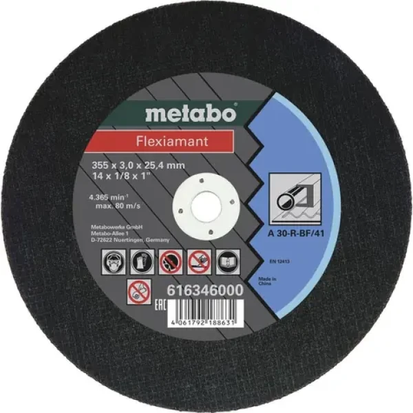 Metabo Flexiamant / Rezný kotúč na oceľ / Priemer 355 x 25.4 mm / Šírka rezu 3 mm (616346000)