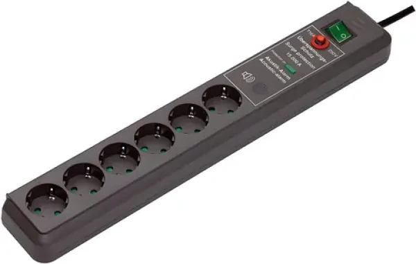 Brennenstuhl Secure-Tec antracit / Predlžovací kábel / Prepäťová ochrana / 6x zásuvka / 3500 W (1159540376)