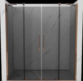 MEXEN/S - Velar Duo posuvné sprchové dvere 180, grafit, ružové zlato 871-180-000-42-60