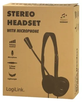 LogiLink Stereo Headset čierna / Headset / 3,5 mm jack / Mikrofón na výložníku / 32 ? (HS0055)