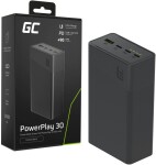 Green Cell Greencell PowerPlay 30 - Čierny powerbank 30 000mAh, 22,5W, 4 porty