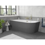 MEXEN/S - Silo voľne stojaca rohová vaňa ľavá reliéf 170 x 80, biela/sivá, sifón a prepad zlatá 52891708062L-50