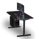 Ultradesk Quest čierna / Herný stôl / 140 x 70 x 72 - 120 cm / nastaviteľná výška / LED RGB PRISMATIC (UD-QST-FRBB/DTBB)