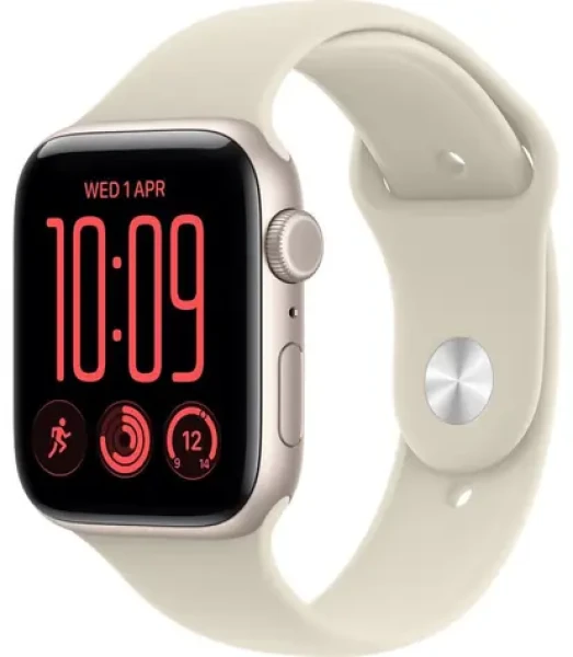 Apple Watch SE 3 (2026) GPS+Cellular 40mm Hviezdne biele hliníkové telo - Pieskový športový remienok M/L / 150-200 mm (MJLE4MP/A)