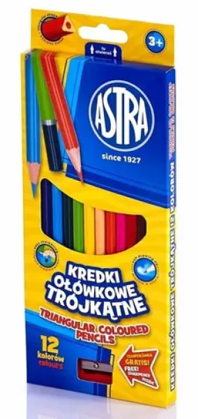 ASTRA Pastelky trojboké 12ks s strúhadlom (26194)