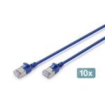 Digitus DK-1632-A-005S-B-10 RJ45 sieťové káble, prepojovacie káble CAT 6A 0.5 m modrá 1 ks; DK-1632-A-005S-B-10