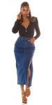 Sexy Musthave Denim Skirt with Slit denimblue