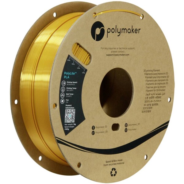 Polymaker PA03001 Silk vlákno pre 3D tlačiarne PLA hodváb hodvábne lesklé 1.75 mm 1000 g zlatá PolyLite™ 1 ks; PA03001