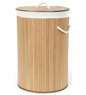 Compactor Bamboo Bambusový kôš na bielizeň s vekom - okrúhly prírodný / 40 x v.60 cm (3370910062311)