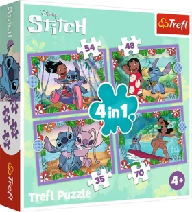 Trefl - Puzzle - LiloStitch: Bláznivý deň 4v1