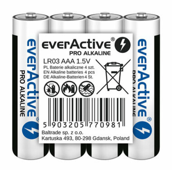 EverActive Pro Alkalické batérie AAA (LR03) - fólia 4ks (LR03PRO4T)