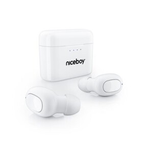 Niceboy HIVE Podsie 3 biela / Bezdrôtové slúchadlá s mikrofónom / TWS / Bluetooth 5.1 / IPX5 / nabíjacie puzdro (hive-podsie-3-white)