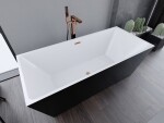 MEXEN/S - Lita voľne stojaca vaňa 170 x 75, biela/čierna, sifón a prepad meď kartáčovaná 52121707575-65