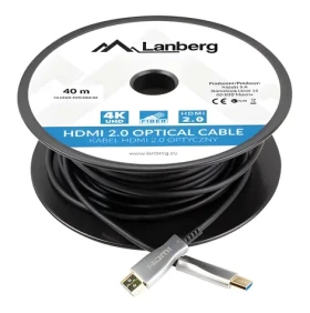Lanberg CA-HDMI-20FB-0300-BK čierna / Optický kábel HDMI / 30 m / HDMI 2.0 / 4K 60Hz / 18 Gbit / s / ARC / HDR (CA-HDMI-20FB-0300-BK)
