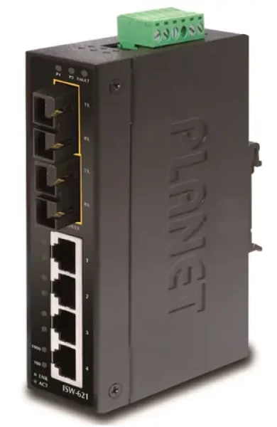 Planet ISW-621S15 / Switch priemyselný / 4X 10/100 RJ-45 / 2x 100FX SM 15km / DIN / IP30 (ISW-621S15)