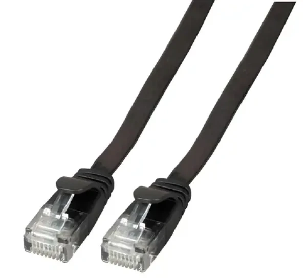 EFB Cat6A 5 m čierna / Plochý patch kábel / RJ-45 / U/FTP / PVC / 10Gbit/s (K8107SW.5)