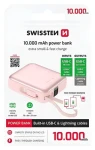 Swissten Space 10000 mAh ružová / Powerbanka s integrovanými káblami / USB-C + Lightning