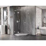 MEXEN/S - Lunar L sprchový kút päťboký krídlový ľavá 90 x 90, transparent, biela 831L-090L-090P-20-00-L