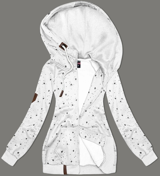 Svetlošedá dámska mikina s kapucňou a hviezdičkovým vzorom (2305) odstíny šedé 46