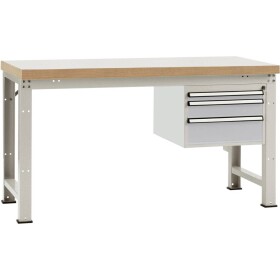 Manuflex WP5412.9006 Kompletný pracovný stôl základný PROFI štandard s masívnou bukovou doskou, ŠxHxH = 1500 x 700 x 840 mm; WP5412.9006