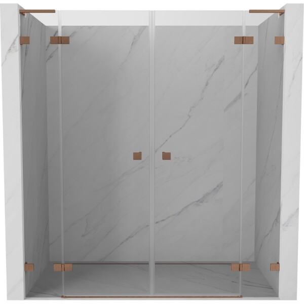 MEXEN/S - Lunar L Duo sprchové dvere krídlové 170, transparent, meď kartáčovaná 834DL-170-000-65-00