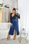 Sexy Musthave Denim Skirt with Slit denimblue