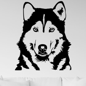 Veselá Stena Samolepka Husky Farba: černá, Veľkosť: 60 x 49 cm