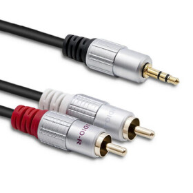 Qoltec 52341 Kábel 2xRCA - Mini Jack 3.5mm (M) 3m čierna (52341)