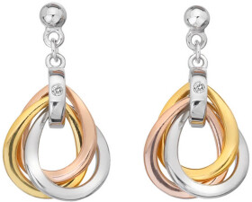 Hot Diamonds Tricolor náušnice zo striebra s diamantmi Trio DE645