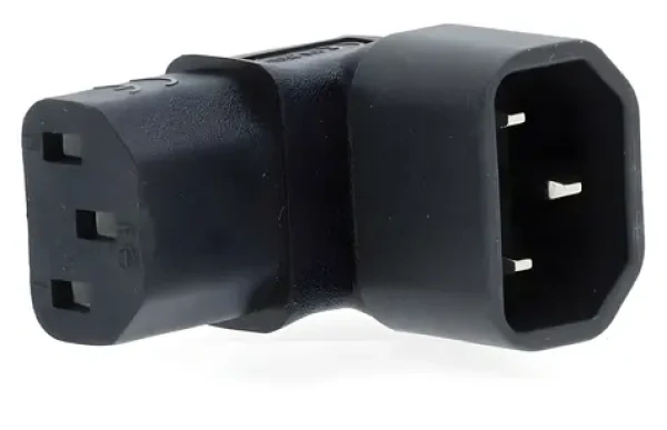 Nedis napájací adaptér IEC-320-C14/C13 čierny / Napájací adaptér / Uhlový 90° / Vidlica C14 - zásuvka C13 (CEGB1190BK)