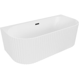 MEXEN/S - Sella voľne stojaca vaňa nástenná reliéf 150 x 75, biela mat, sifón a prepad čierna 52711507501-70