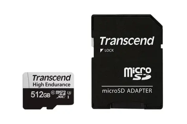 Transcend 350V microSDXC 512GB + adaptér / Class 10 / UHS-I / U3 / R: 95MBs / W: 45MBs (TS512GUSD350V)