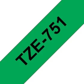 Brother Páska na štítky 24 mm čierna/zelená / Páska do tlačiarne štítkov / 8 m / Tepelný prenos / Vodeodolná (TZE-751)