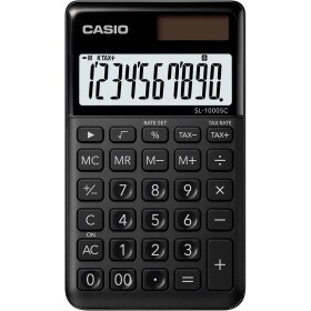 Casio SL-1000SC-BK vrecková kalkulačka čierna Displej (počet miest): 10 solárny pohon, na batérie (š x v x h) 71 x 9 x 120 mm; SL-1000SC-BK