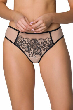 Dámske tangá Frances 3804/4 Béžová s čiernou - MAT S-36 béžová s černou