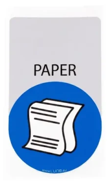 LUNE Samolepka na triedený odpad Papier modrá / Samolepka / 8,5 x 14,5 cm / polymér