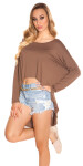 Trendy KouCla HighLow Oversize Crop Shirt Einheitsgroesse