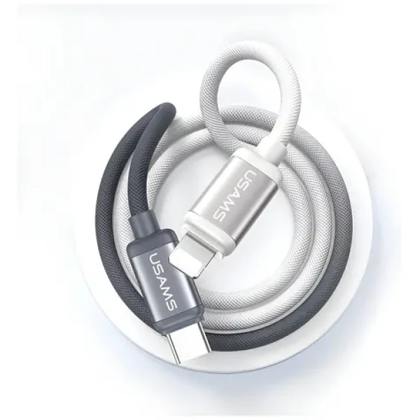 USAMS SJ757 Bicolor čierno-biela / Dátový kábel / USB-C - Lightning / PD 30W / 1,2 m / opletený (SJ757USB01)