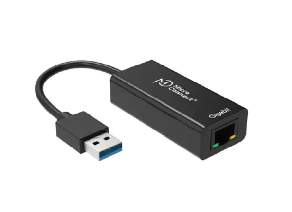 MicroConnect Adaptér USB3.0 A (M) - RJ-45 (F) čierna / 1000Mbit/s (USBETHGW10)