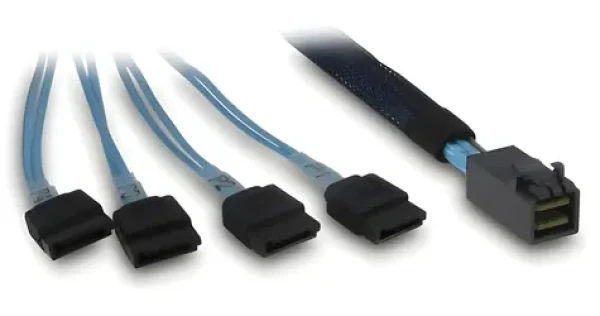 Inter-tech 88885670 čierna/modrá / Kábel / SFF-8643 - 4X SATA / 12 Gb/s / 50 cm (88885670)