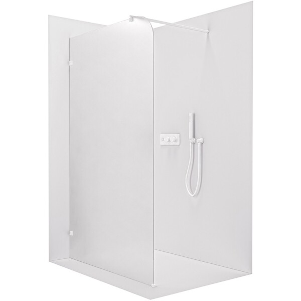 CERANO - Sprchová zástena Walk-in Orbis Round - Ľavá - 8 mm - guľatá vzpera - biela matná, mliečne sklo - 150x200 CER-682453