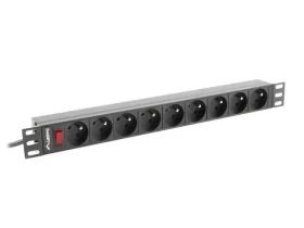 Lanberg PDU čierna / Zásuvková lišta do racku / 19" / 1U / 9x zásuvka / 16 A / 3 m (PDU-09E-0300-BK)