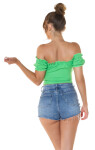 Sexy Koucla Off-Shoulder crop top green Einheitsgroesse