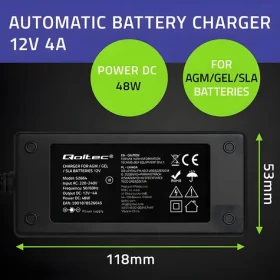 Nabíjačka AGM/GEL/STD akumulátorov 12V / Nabíjačka / 4A / 48W / LED indikácia / kábel 1,8 m (52664)