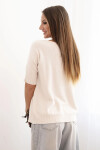 Dámsky viskózový sveter s krátkym rukávom béžovej farby UNI