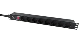 Lanview Rozvodný panel 19" 1U 8x Schuko / Rozvodný panel / 16 A / C14 / 2 m kábel / čierna (LVR-2MSCH-SCH-C13-8)