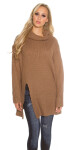 Trendy KouCla Oversize turtleneck knit jumper grey Einheitsgroesse